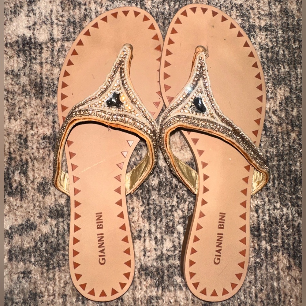 Gianni Bini Oliviera Gold Beaded Sandals